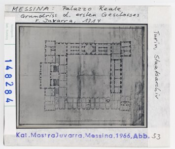 Vorschaubild Messina, Palazzo Reale. Grundriss d. ersten Geschosses. F. Juvarra, 1714 Diasammlung
